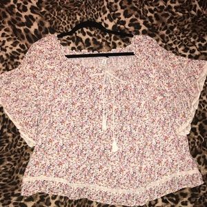 Flowery American Eagle Peasant Top